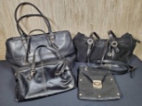 4 Black Leather Designer Handbags Incl. Coach