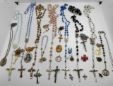 Tray Lot Of Crucifixes And Other Religious Pendants