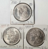 3 Higher Grade Morgan Silver Dollars - 1880-S, 1883-O and 1884-O