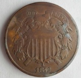 1872 Two Cent Piece G+/VG 65,000 mintage