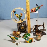 Tray of Key wind, articulated and other antique toys