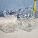 4 Varied Size Waterford Cut Crystal Bowls