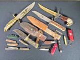 Tray of Vintage Hunting & Pocket Knives