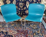 Pair Of Teal Fixture Furniture D-Chairs