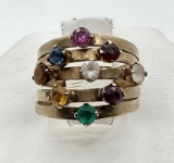 5 band 14K Yellow Gold Birthstone Ring 