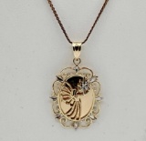 14k Yellow Gold Chain With 10k Yellow & White Gold Angel Pendant