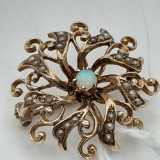 14K Yellow Gold and Opal Brooch/Pendant