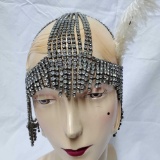 1920's Flapper Rhinestone Headpiece / Skull Cap Hair Jewelry