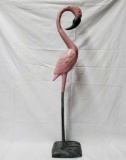 Painted Brass Flamingo Sculpture