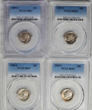 4 PCGS MS67 & MS66 1949-S Key Date Silver Roosevelt Dimes