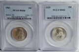 PCGS MS 66 Silver Washington Quarters - 1939 aand 1941