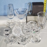 Flat of 15 Pcs Orrefors Art Glass Vases, Votives and More