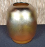 Signed Victor Durand Gold Iridescent Beehive Vase