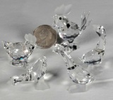 Swarovski Crystal Rooster, Hen and 3 Geese Figurines