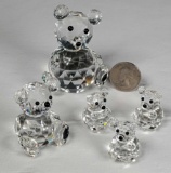 5 Swarovski Crystal Bear Figurines in 3 sizes