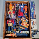 Flat of Action Figures and Vintage Toys