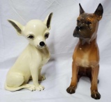 2 Ceramic Dog Figurines