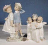 Lladro Angel's Group and Puppy Love Porcelain Figurines