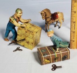 3 US Zone/ Western Germany tin litho windup action toys