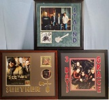 3 Autographed, Framed & Letter Box Cut Matted Alternative Band Montages With COAs