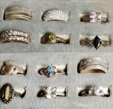 12 Sterling Silver Rings