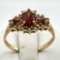 Vintage Garnet & Diamond Ring Set in 14k Gold by Sanuk
