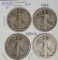 4 Rare and Key Date Walking Liberty Half Dollars -1916, 2 1921-S and 1938-D