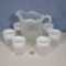 7 Pc White Opalescent Jeweled Shell Water Set