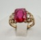 Synthetic Ruby Ring Set in 10k Gold