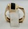 Unusual Square Shape 14k Gold Ring with Black Onyx