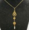 10k Yellow Gold Art Nouveau Lavalier With Diamonds And Pearls