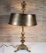 Antique 3 Clover Leaf Legged Brass Table Lamp With bouillotte Style Brass Shade