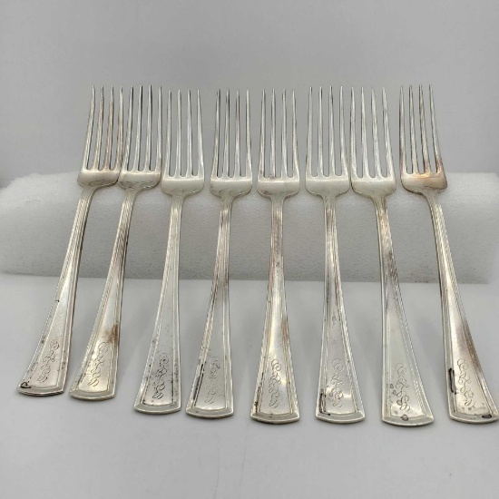 8 Sterling Silver Dominic & Half Virginia Pattern c1912 Dinner Fork