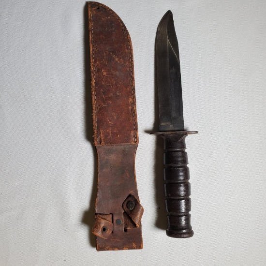 US Camillus Fighting Knife & Leather Sheath