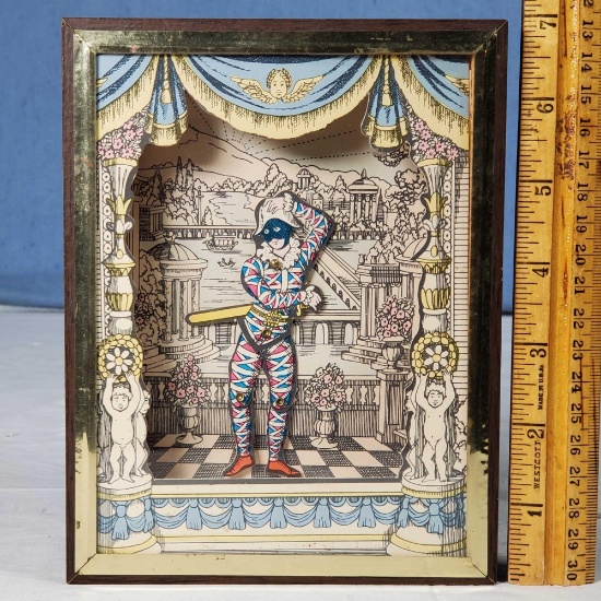 Reuge dancing Harlequin Jester Minstrel on Stage Music Box