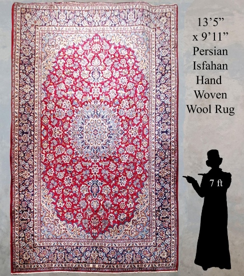 160"x118" Persian Isfahan Hand Made Wool Rug