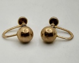 Pair Vintage 10k Gold Screw Back Earrings