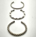 Sterling Silver Cuff Bracelet Trio