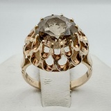 Vintage Smokey Quartz Ring Set in 14k Gold