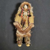 Mid 20th Century Alaskan Inuit Leather Doll by Master Doll Maker Caroline Penayak
