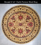 6'x6' Round Chobi Persian Hand Knotted Wool Rug