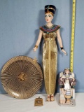 Cleopatra Doll, Egyptian Figurine and Plate