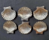 Set 6 Sterling Silver Shell Nut Dishes with felt bags