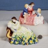 2 Royal Doulton Reading Figurines- Solitude HN 2810, The Bedtime Story HN 2059