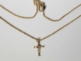 14k Gold Cross on 10k Gold Rope Chain