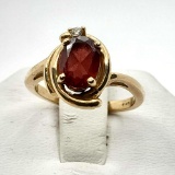 Garnet with Diamond Accent Ring Set in 14k Gold