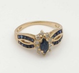 14k Gold Sapphire & Diamond Ring