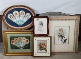 5 Framed Nostalgic Valentine Fans and Child Prints