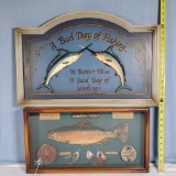 2 Game Room Fishing Decor Plaque Displays