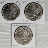 3 1878-S Morgan Silver Dollar Die Varieties - VAM 8A, VAM 16 and VAM 28